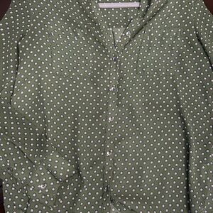 Lily White Olive Polka Dot Button Down Shirt